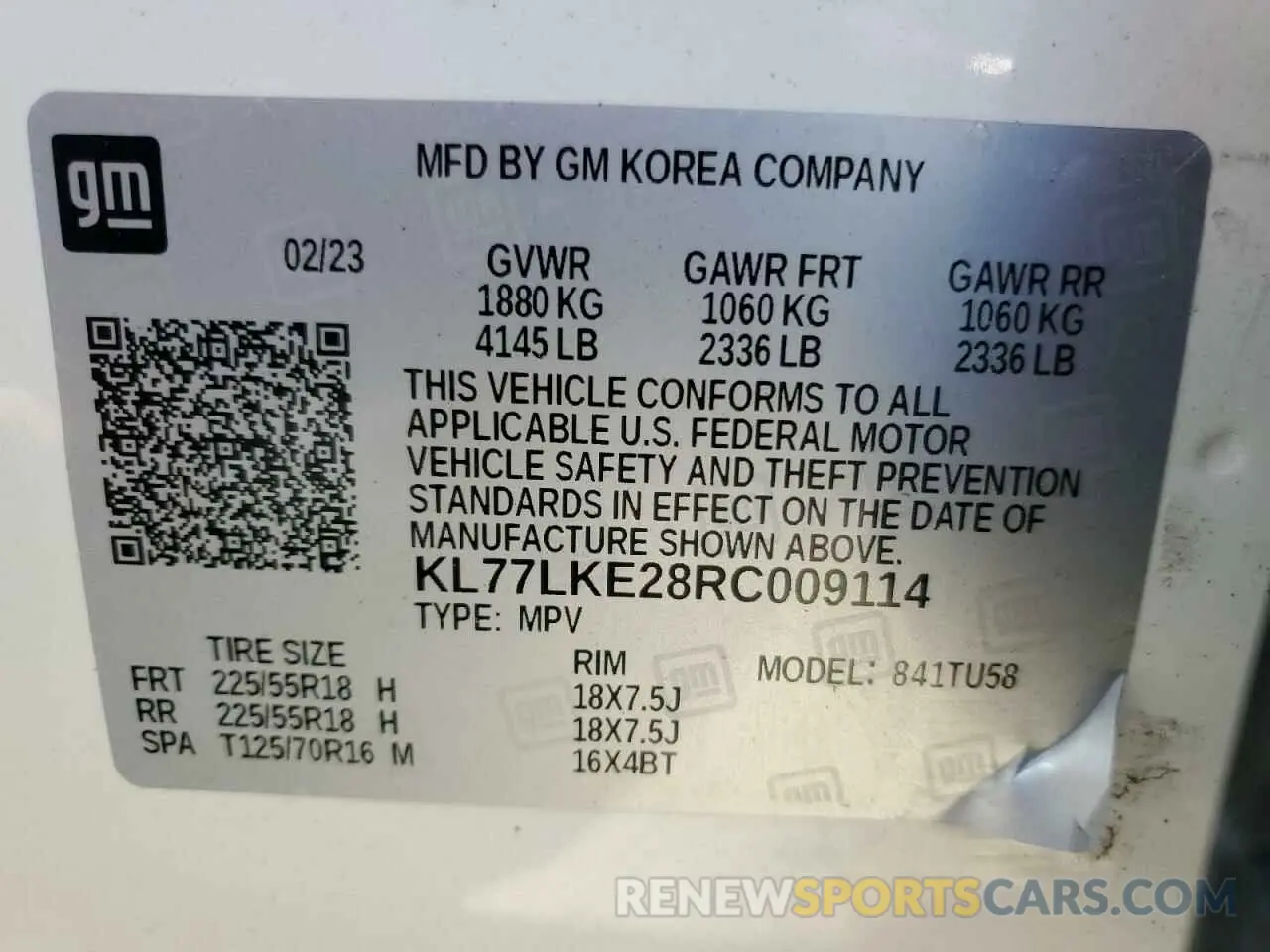 13 fotografías del automóvil dañado KL77LKE28RC009114 CHEVROLET TRAX ACTIV 2024