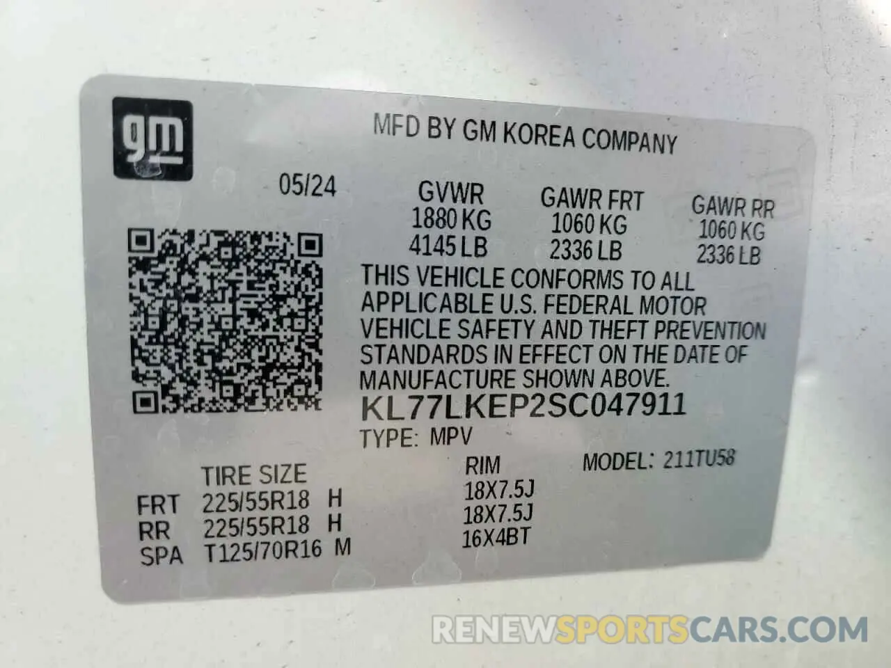 13 fotografías del automóvil dañado KL77LKEP2SC047911 CHEVROLET TRAX ACTIV 2025