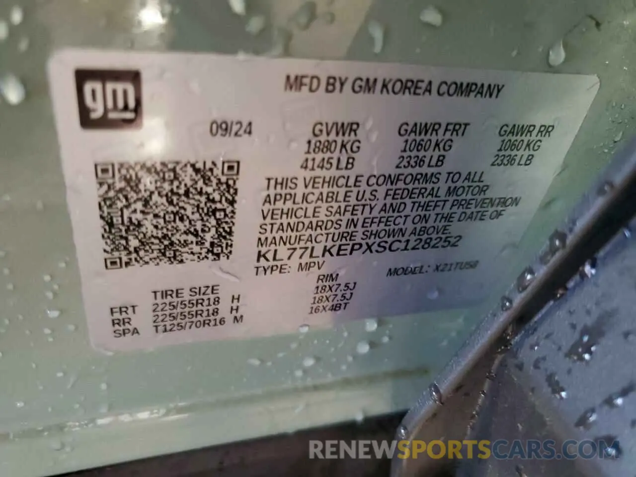 14 fotografías del automóvil dañado KL77LKEPXSC128252 CHEVROLET TRAX ACTIV 2025
