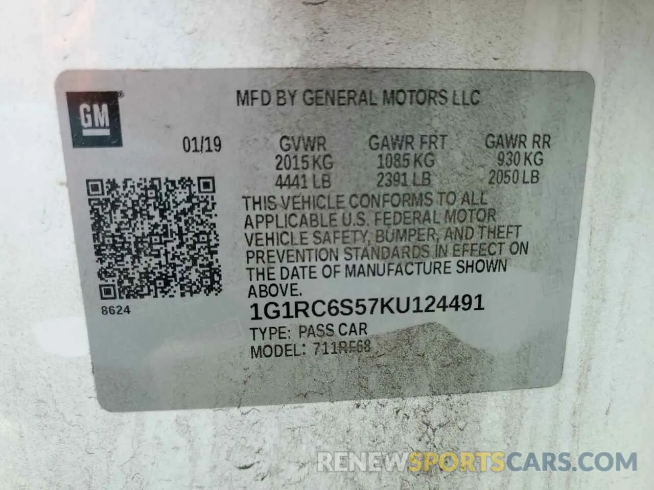 12 fotografías del automóvil dañado 1G1RC6S57KU124491 CHEVROLET VOLT 2019