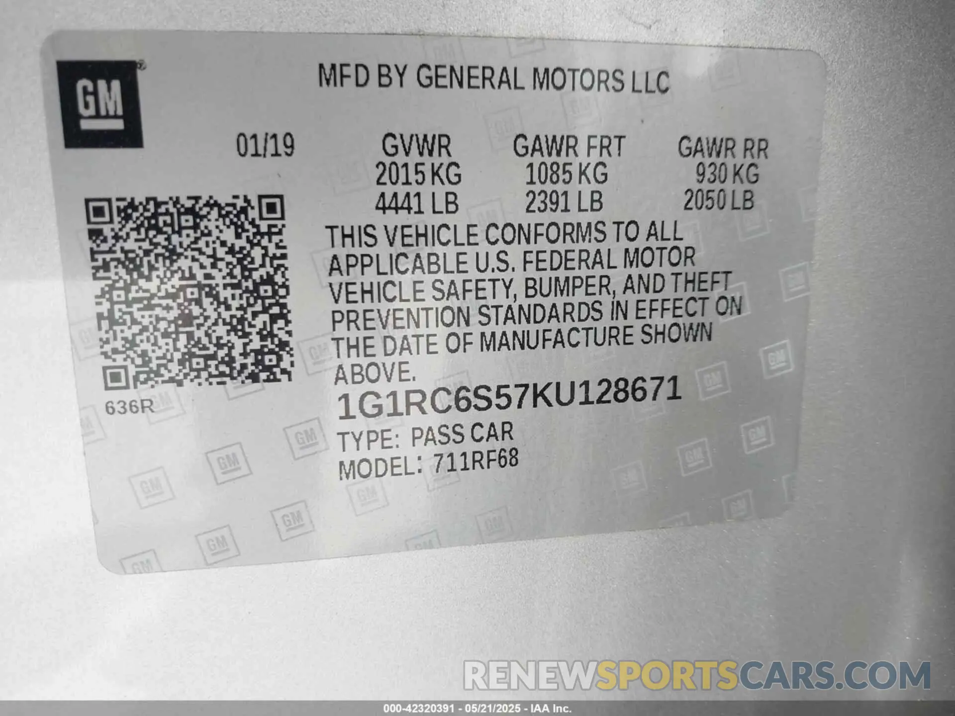 9 fotografías del automóvil dañado 1G1RC6S57KU128671 CHEVROLET VOLT 2019