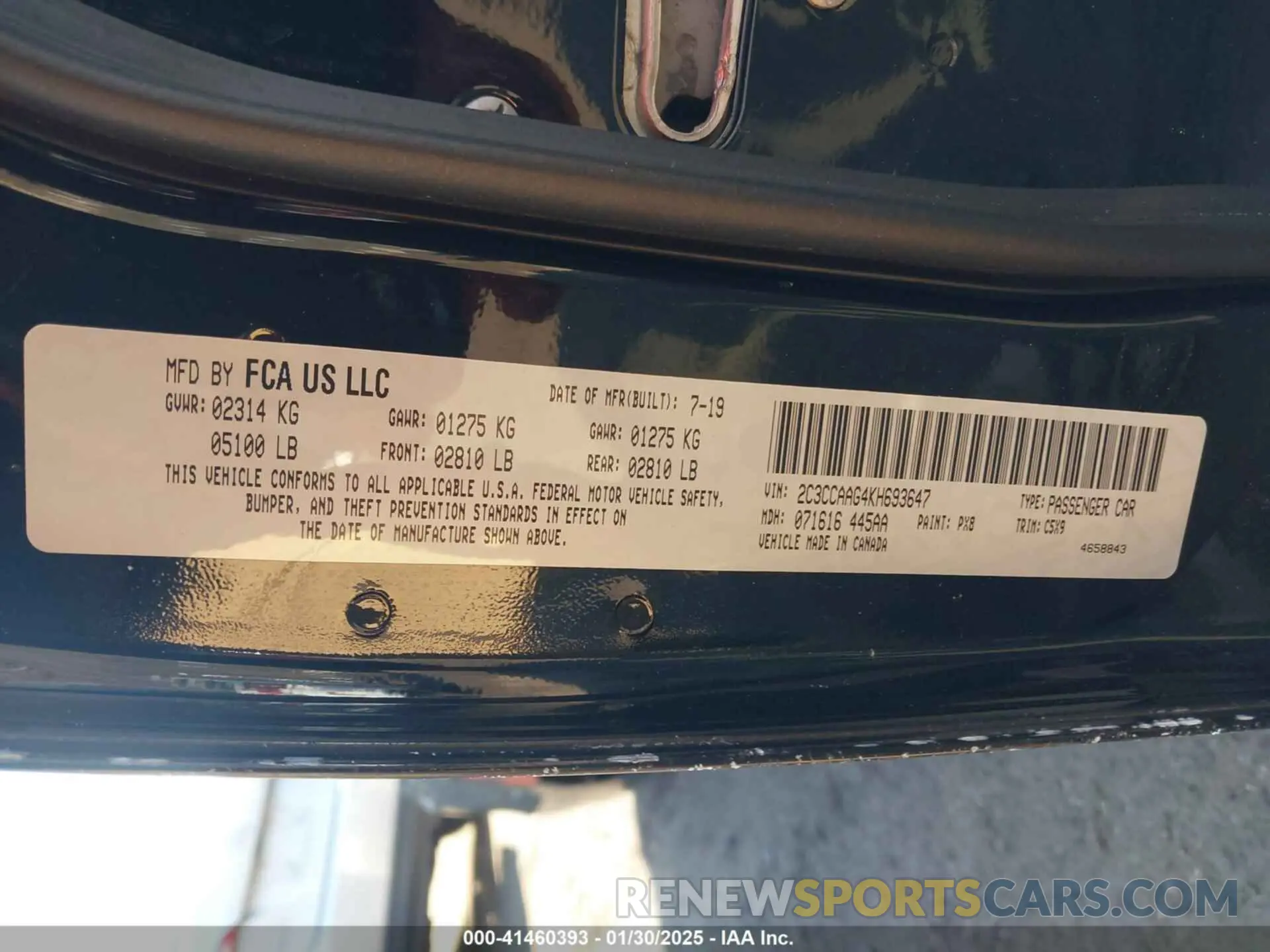 9 fotografías del automóvil dañado 2C3CCAAG4KH693647 CHRYSLER 300 2019