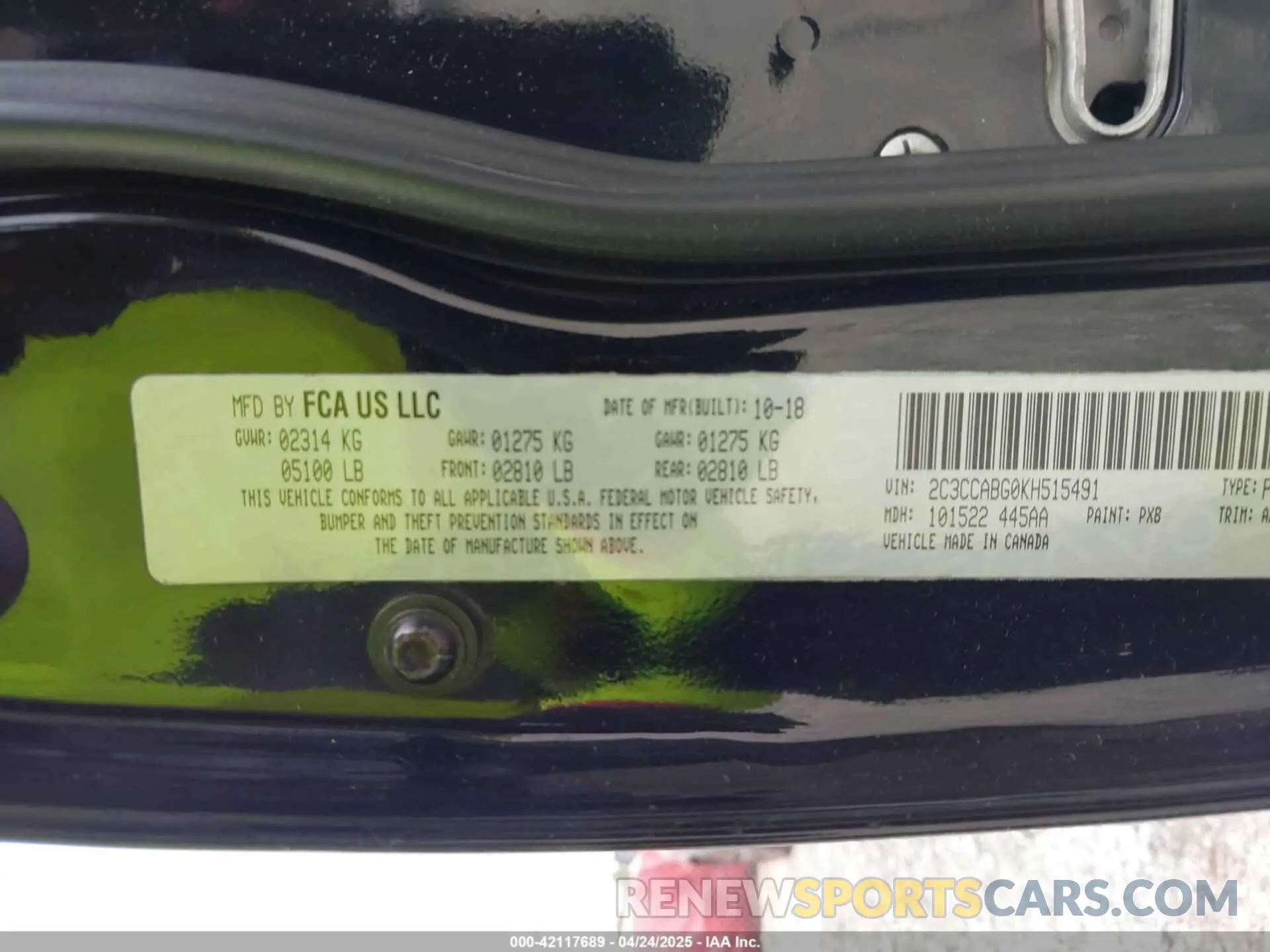 9 fotografías del automóvil dañado 2C3CCABG0KH515491 CHRYSLER 300 2019