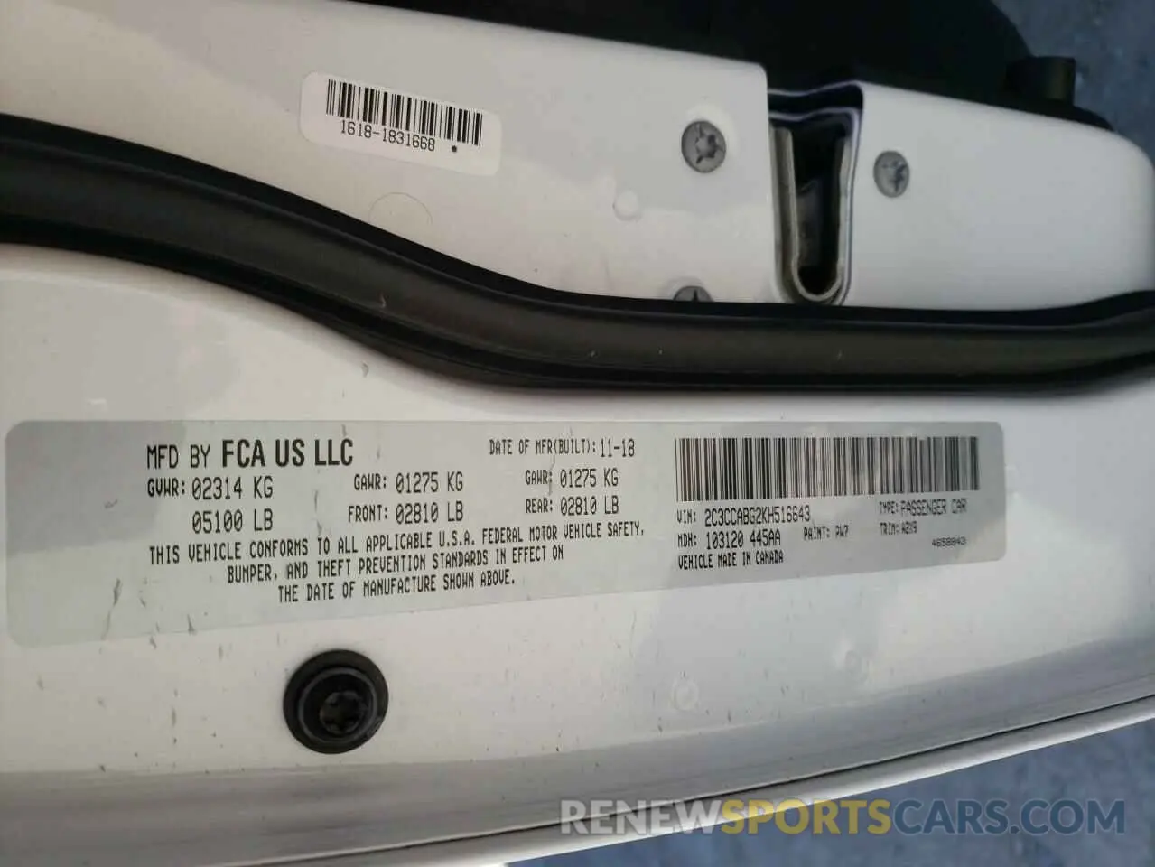 12 fotografías del automóvil dañado 2C3CCABG2KH516643 CHRYSLER 300 2019