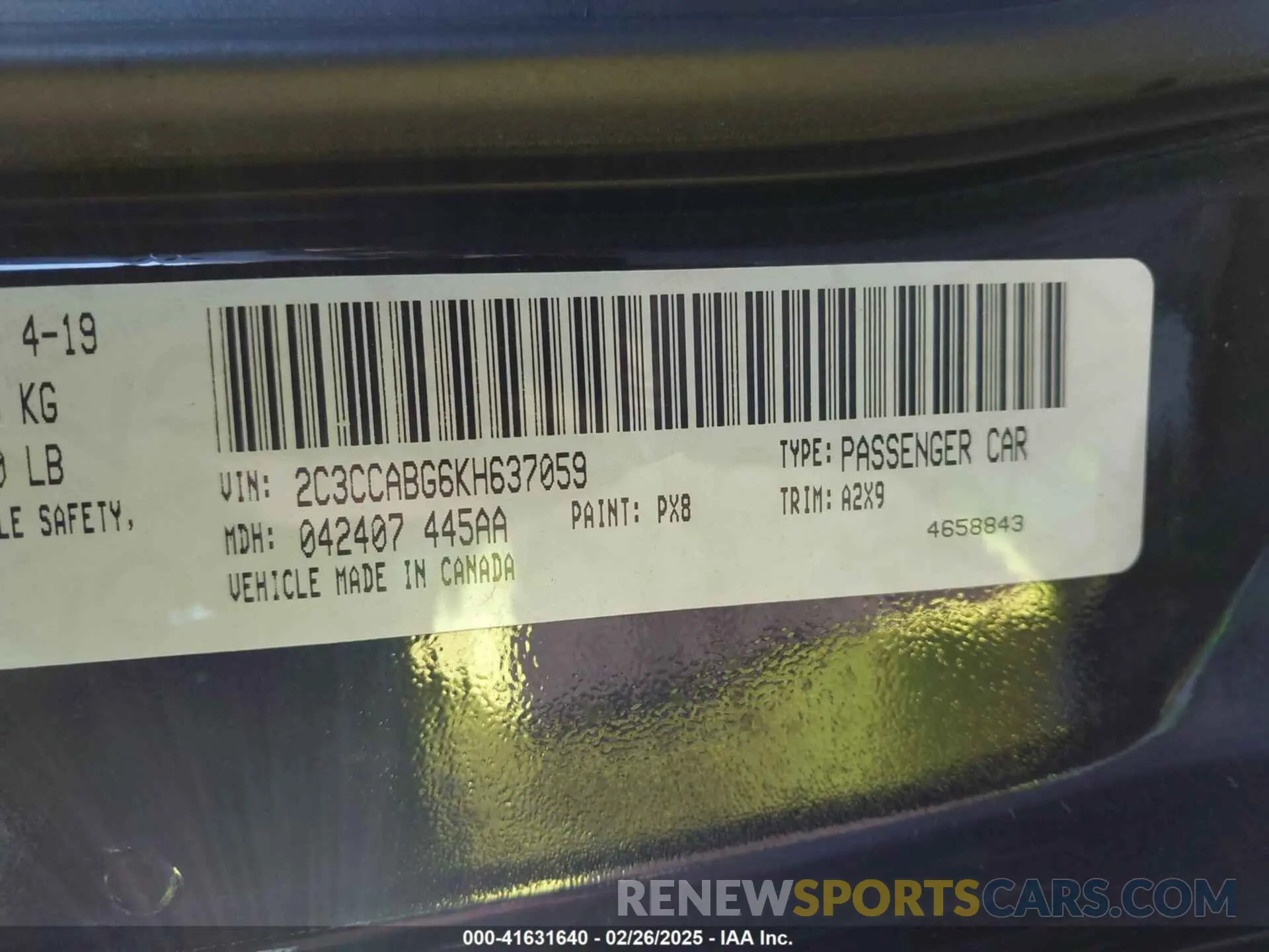 9 fotografías del automóvil dañado 2C3CCABG6KH637059 CHRYSLER 300 2019