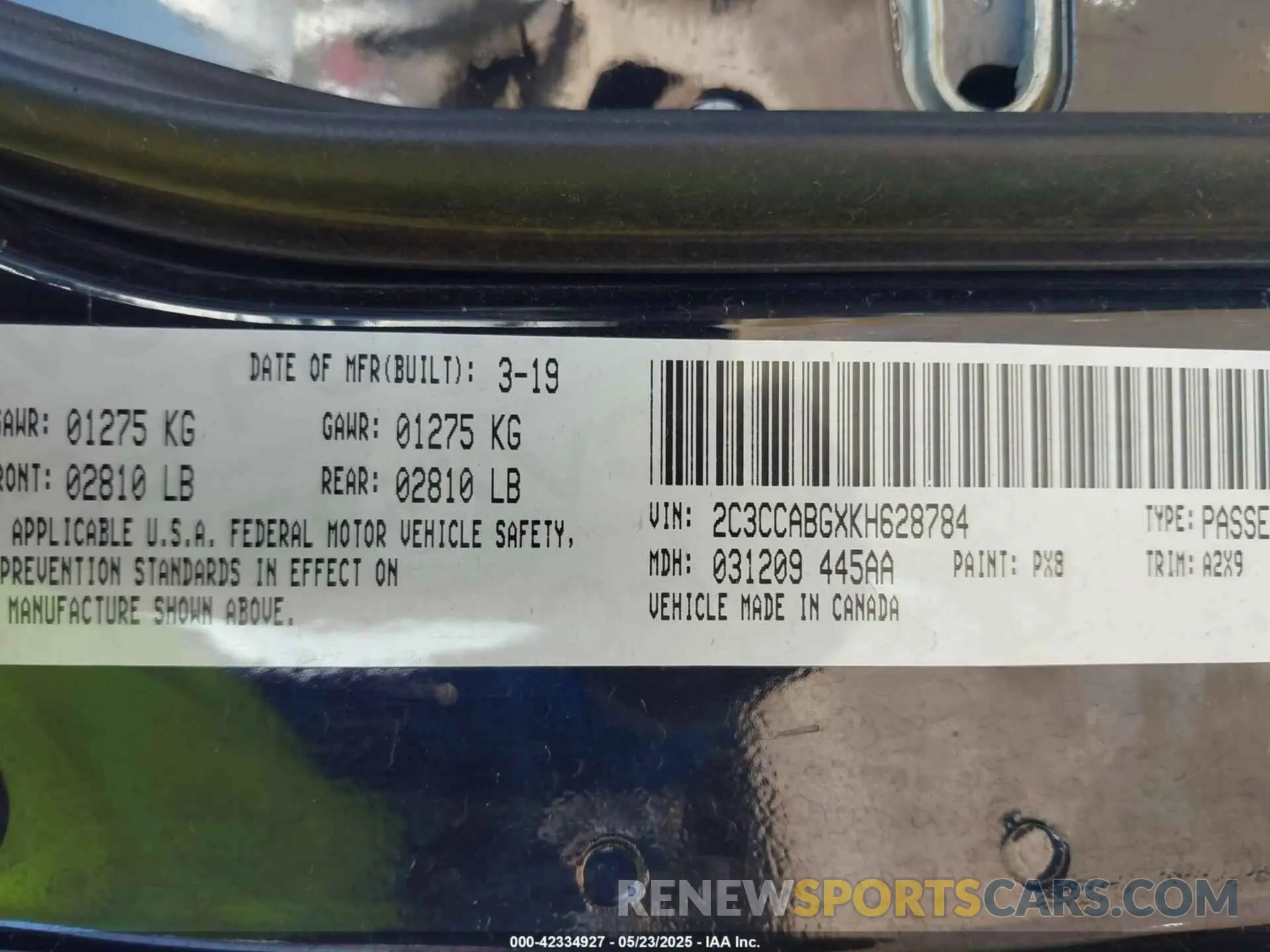 9 fotografías del automóvil dañado 2C3CCABGXKH628784 CHRYSLER 300 2019