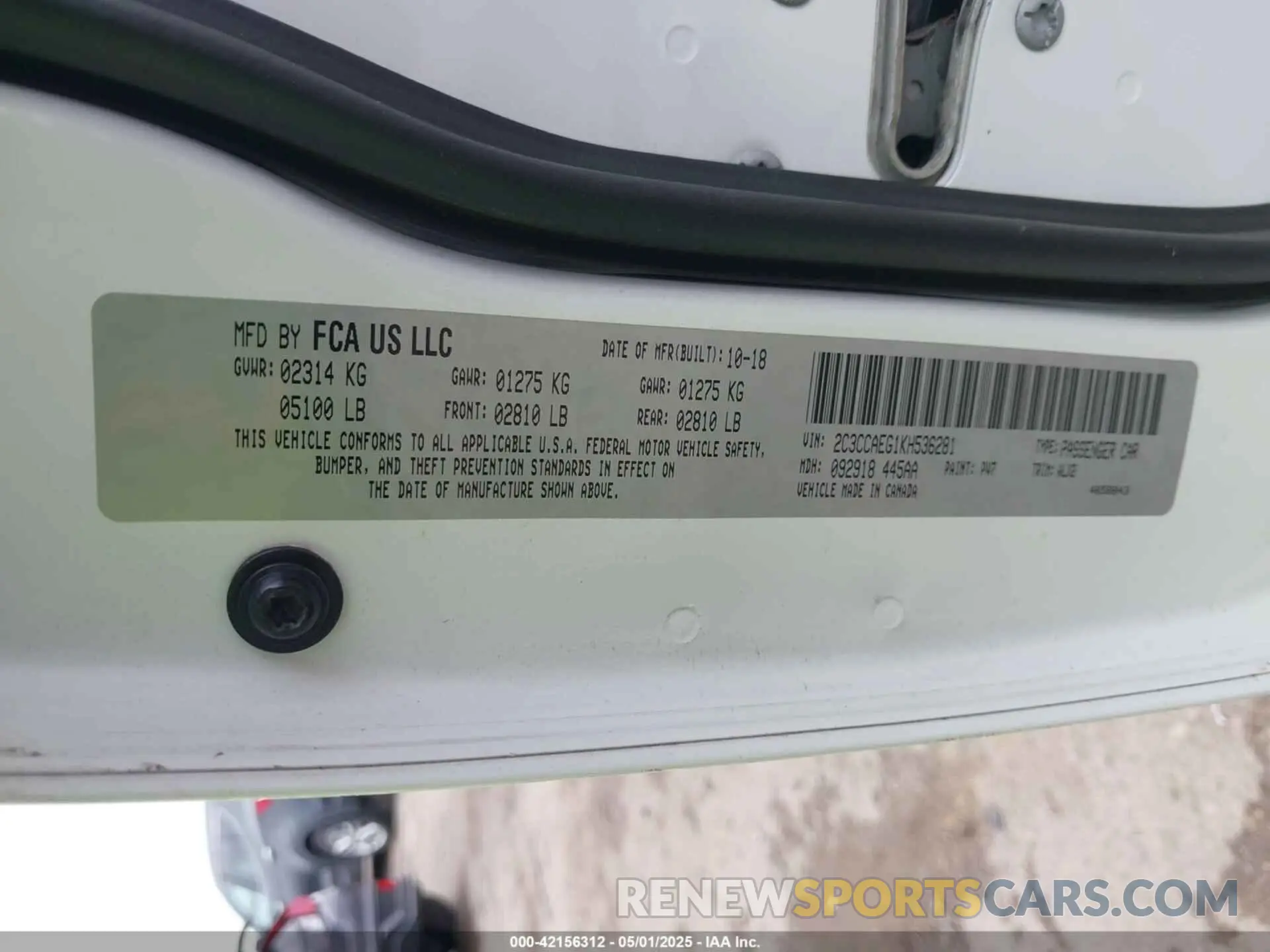 9 fotografías del automóvil dañado 2C3CCAEG1KH536281 CHRYSLER 300 2019