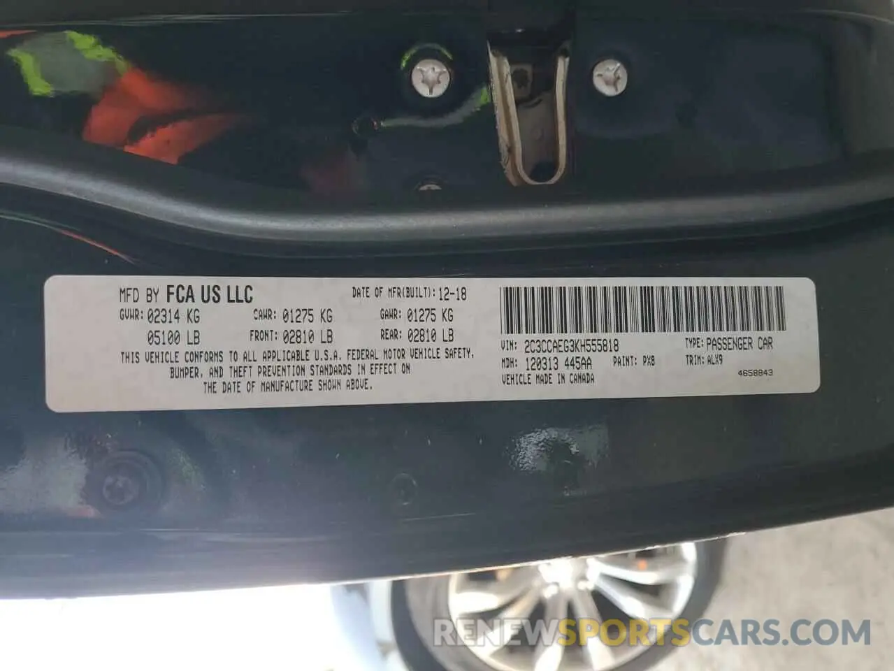 13 fotografías del automóvil dañado 2C3CCAEG3KH555818 CHRYSLER 300 2019