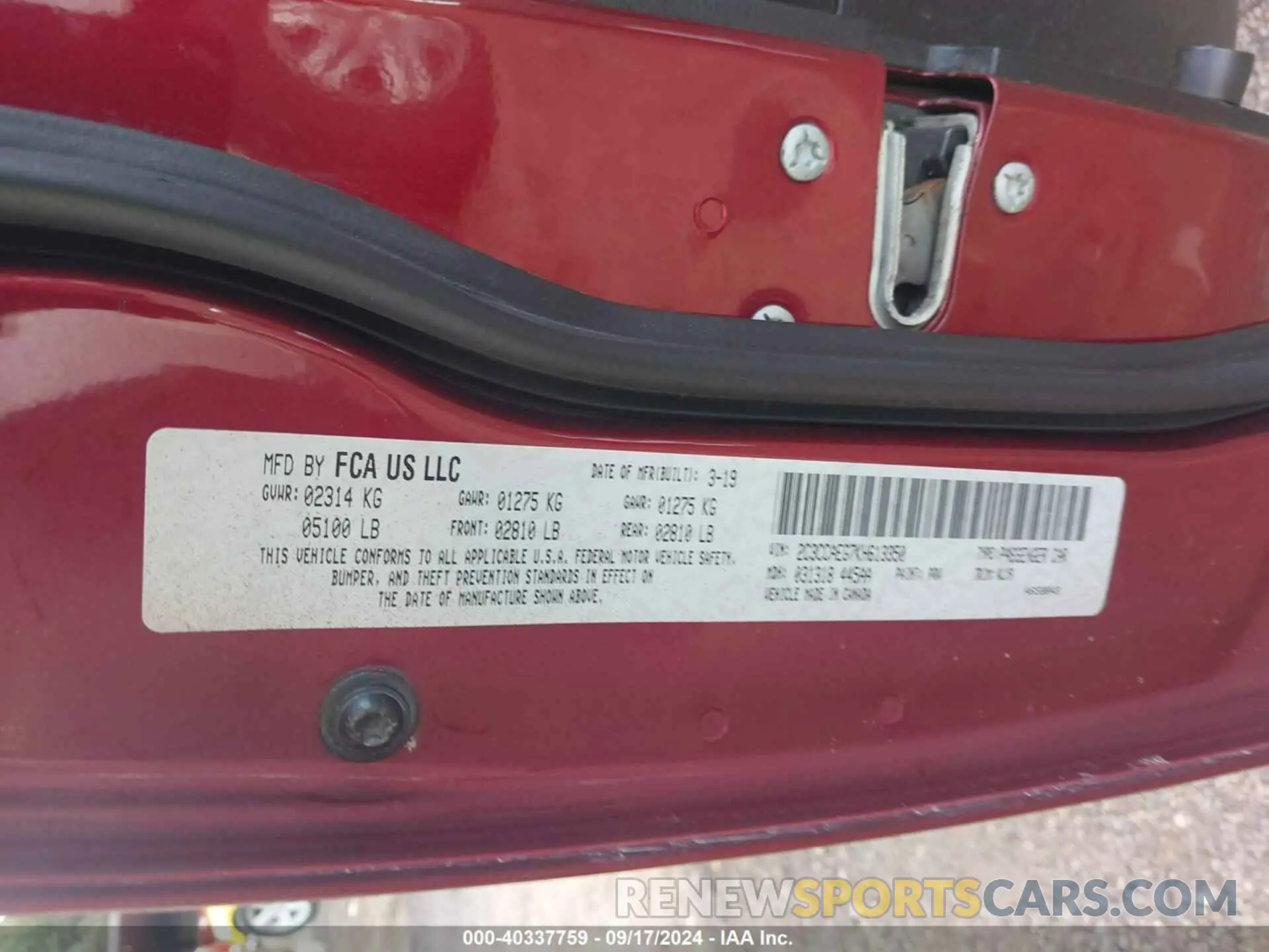 9 fotografías del automóvil dañado 2C3CCAEG7KH613350 CHRYSLER 300 2019