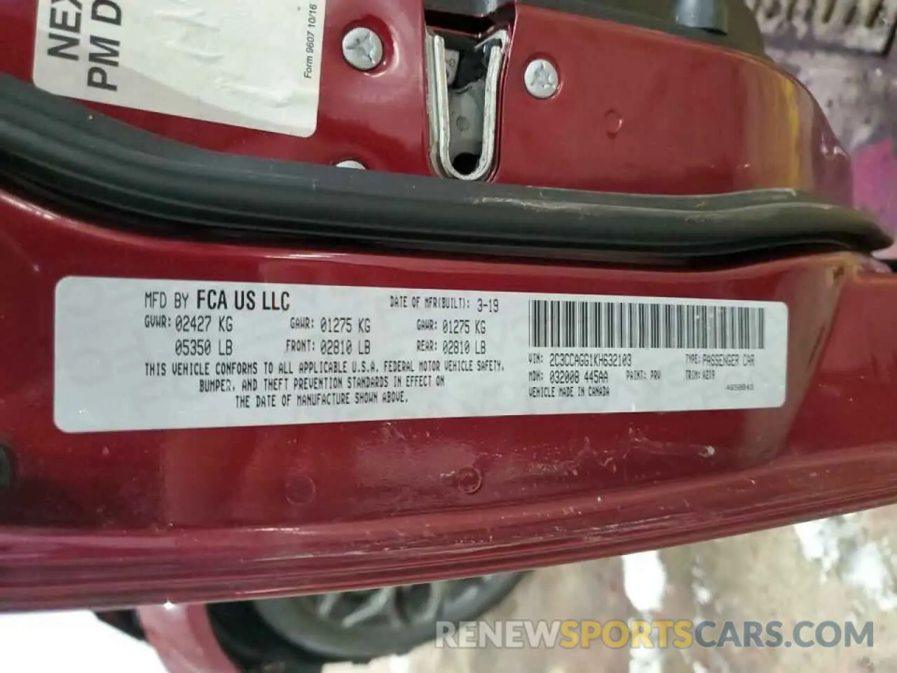 13 fotografías del automóvil dañado 2C3CCAGG1KH632103 CHRYSLER 300 2019