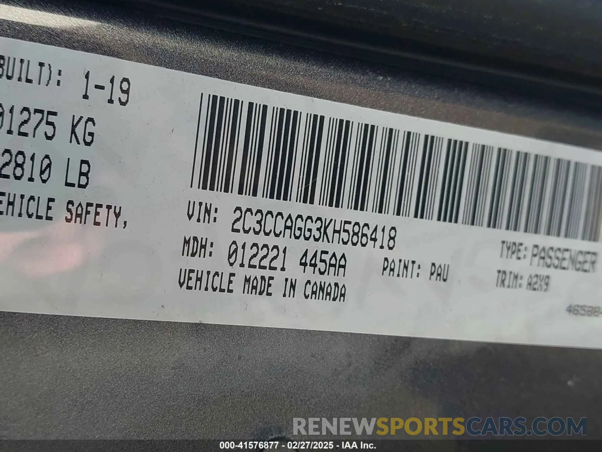 9 fotografías del automóvil dañado 2C3CCAGG3KH586418 CHRYSLER 300 2019