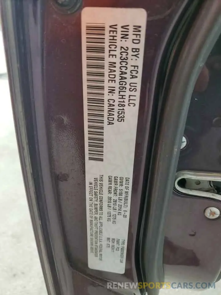 13 fotografías del automóvil dañado 2C3CCAAG6LH181535 CHRYSLER 300 2020