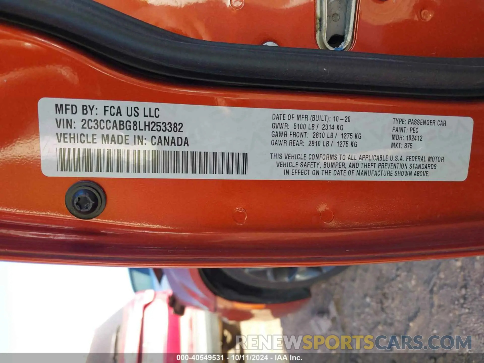 9 fotografías del automóvil dañado 2C3CCABG8LH253382 CHRYSLER 300 2020