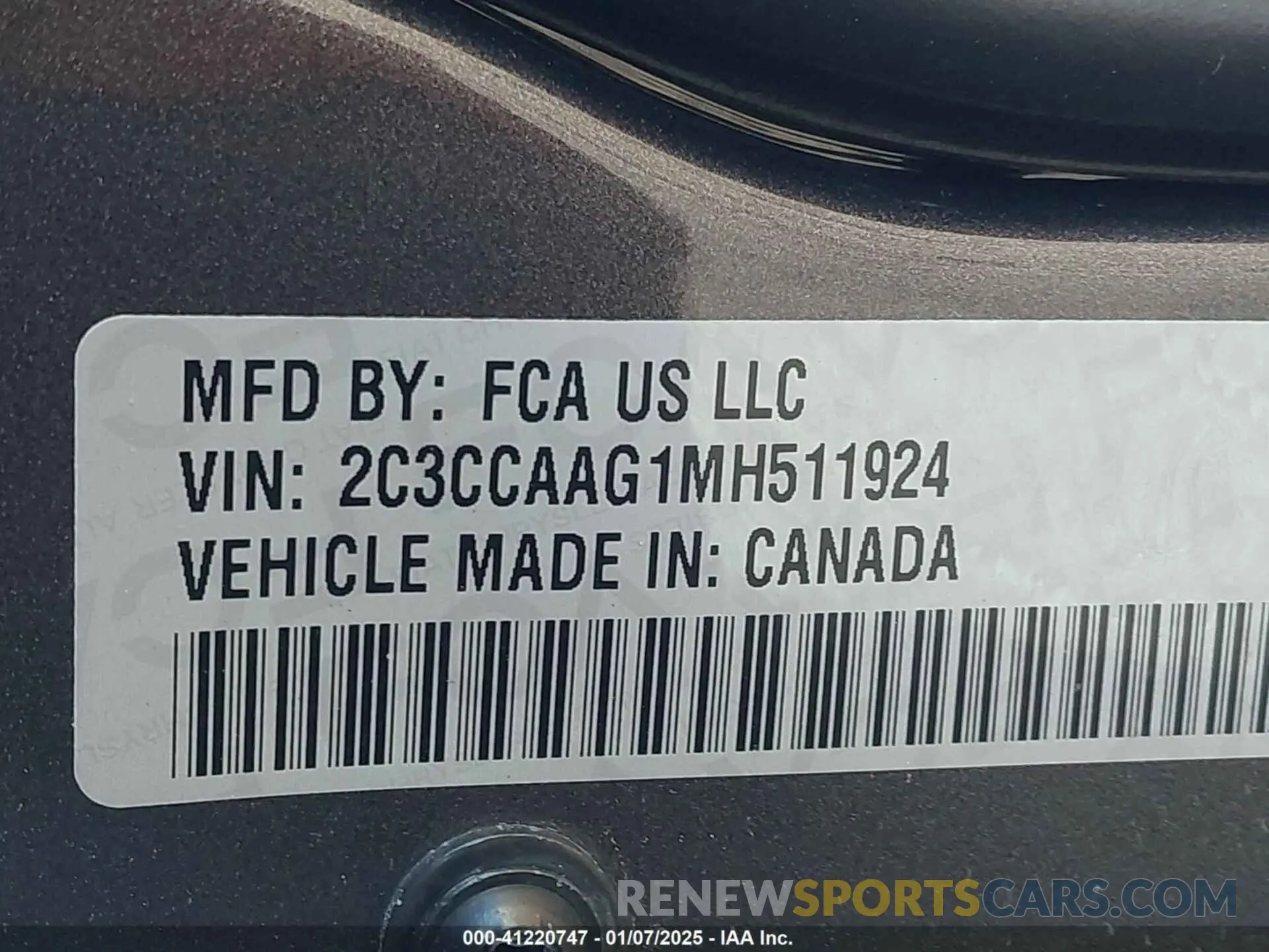 9 fotografías del automóvil dañado 2C3CCAAG1MH511924 CHRYSLER 300 2021