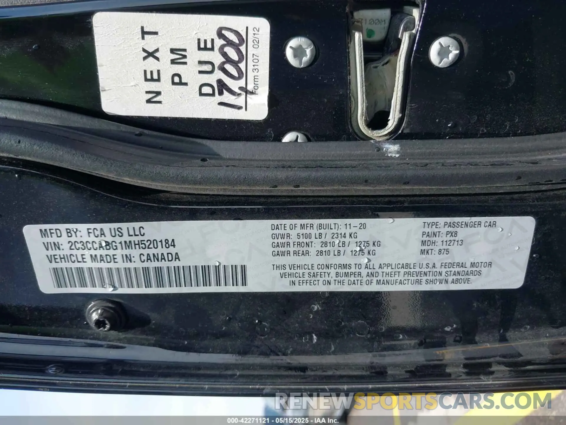 9 fotografías del automóvil dañado 2C3CCABG1MH520184 CHRYSLER 300 2021