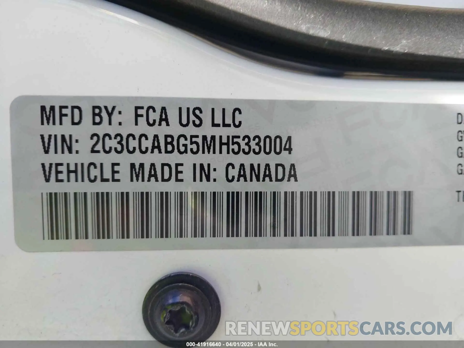 9 fotografías del automóvil dañado 2C3CCABG5MH533004 CHRYSLER 300 2021