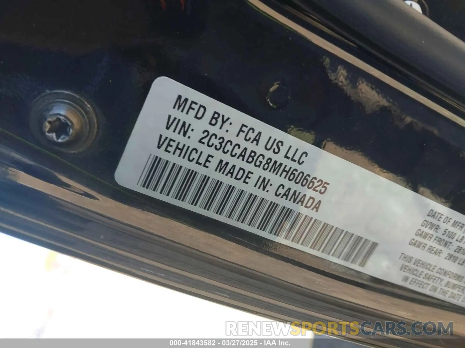 9 fotografías del automóvil dañado 2C3CCABG8MH606625 CHRYSLER 300 2021