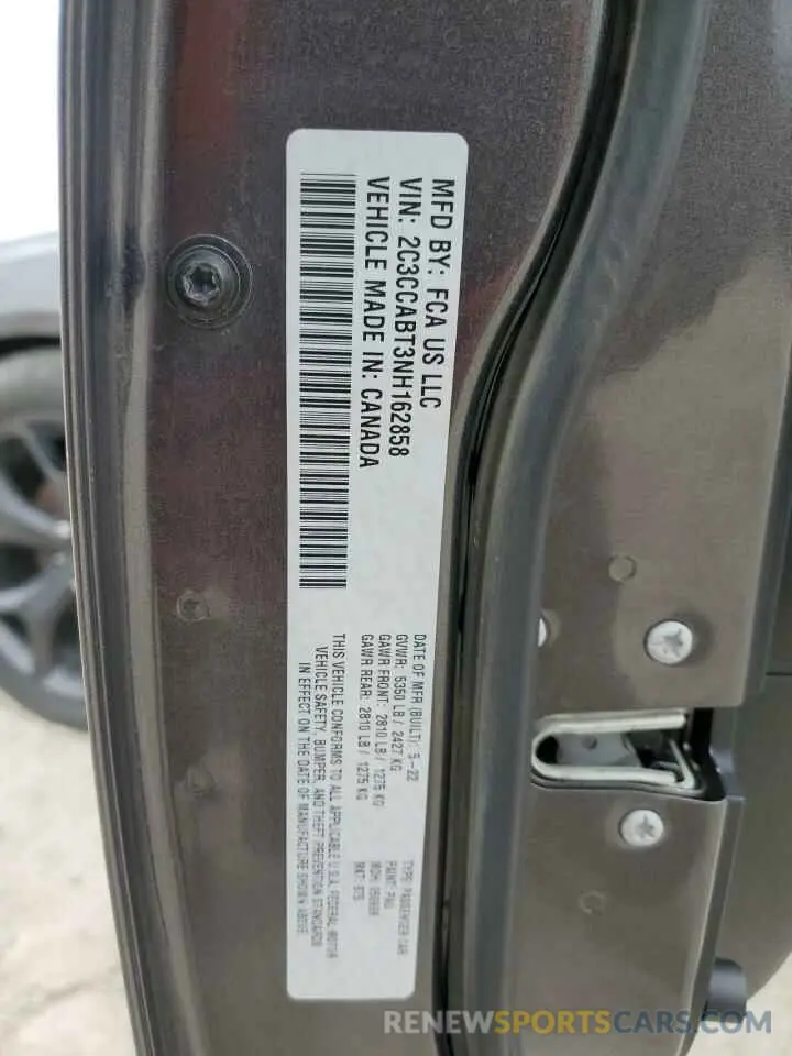 12 fotografías del automóvil dañado 2C3CCABT3NH162858 CHRYSLER 300 2022