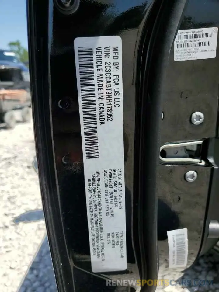 12 fotografías del automóvil dañado 2C3CCABT9NH178952 CHRYSLER 300 2022