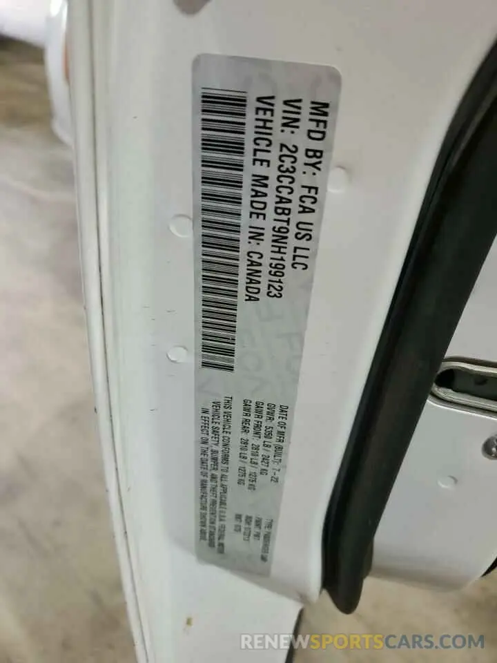 12 fotografías del automóvil dañado 2C3CCABT9NH199123 CHRYSLER 300 2022