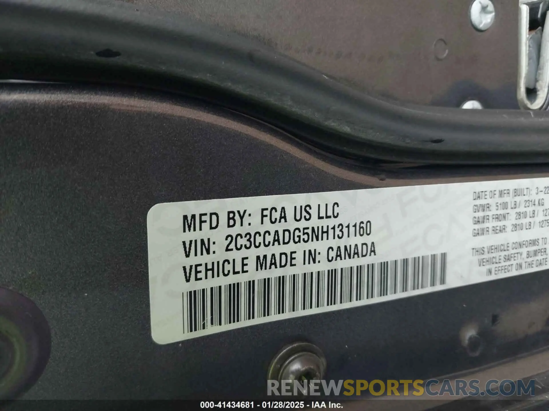 9 fotografías del automóvil dañado 2C3CCADG5NH131160 CHRYSLER 300 2022