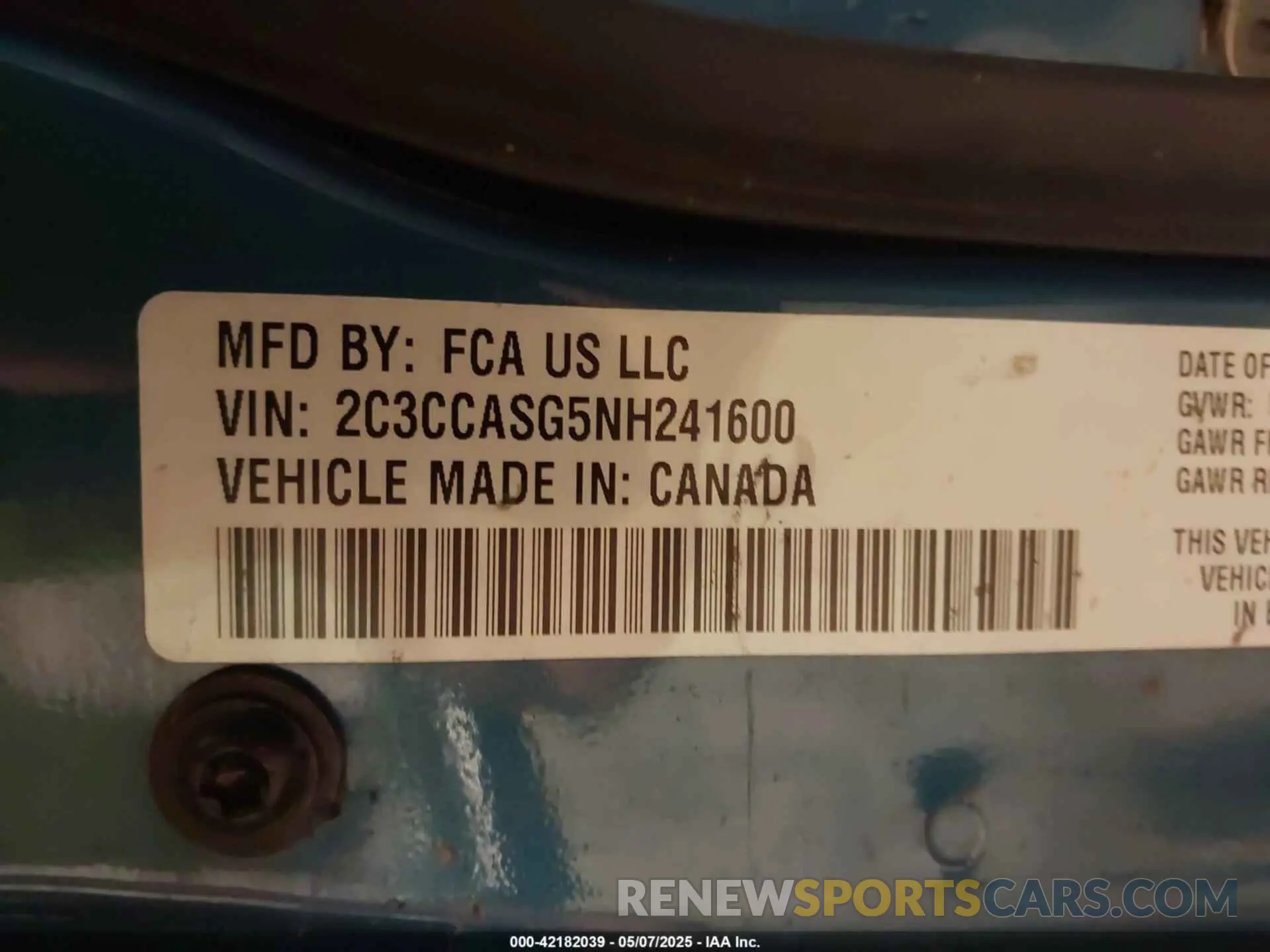 9 fotografías del automóvil dañado 2C3CCASG5NH241600 CHRYSLER 300 2022