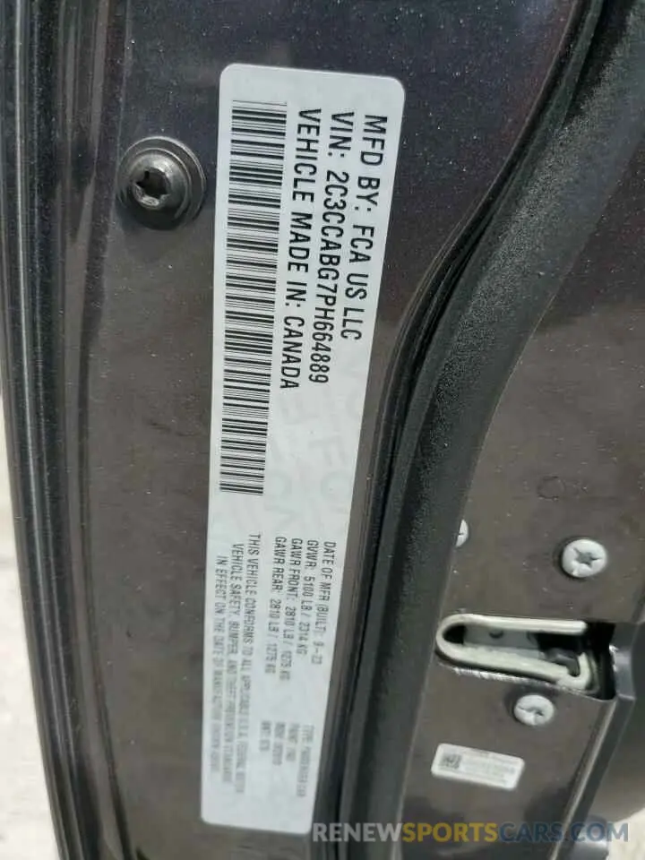 12 fotografías del automóvil dañado 2C3CCABG7PH664889 CHRYSLER 300 2023