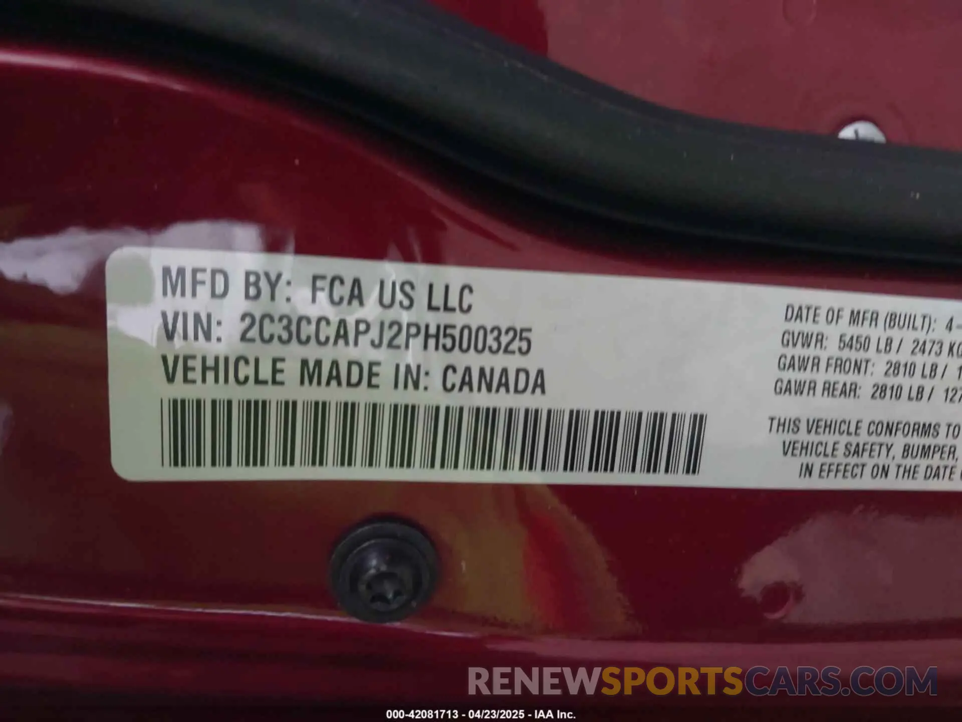 9 fotografías del automóvil dañado 2C3CCAPJ2PH500325 CHRYSLER 300 2023