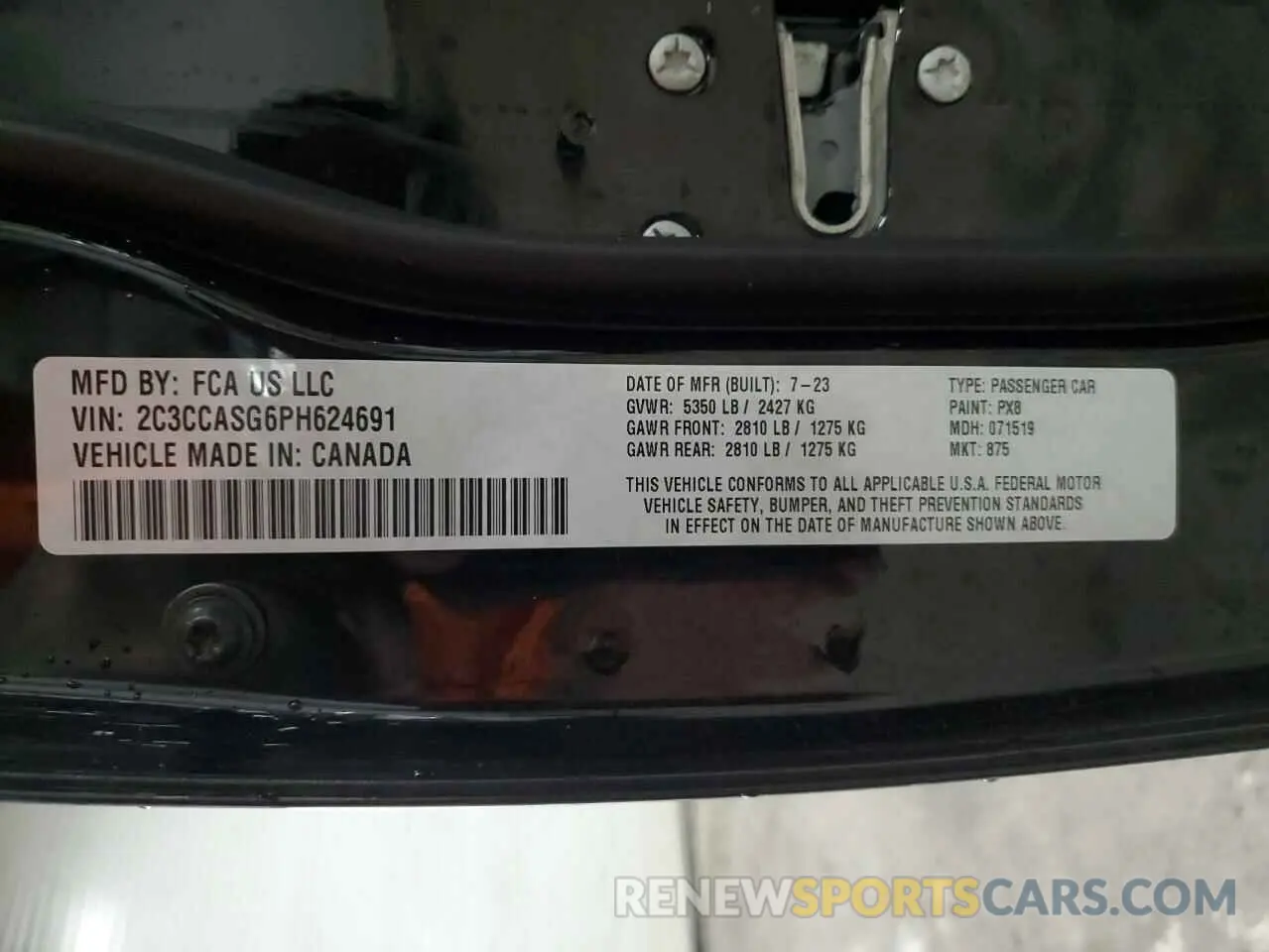 12 fotografías del automóvil dañado 2C3CCASG6PH624691 CHRYSLER 300 2023
