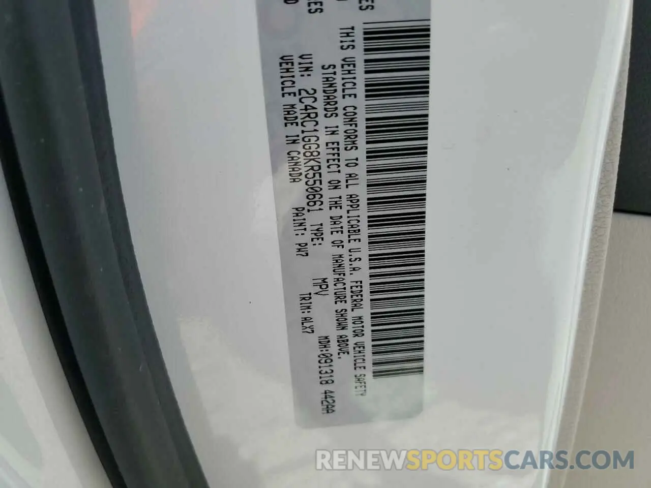 13 fotografías del automóvil dañado 2C4RC1GG8KR550661 CHRYSLER All Models 2019