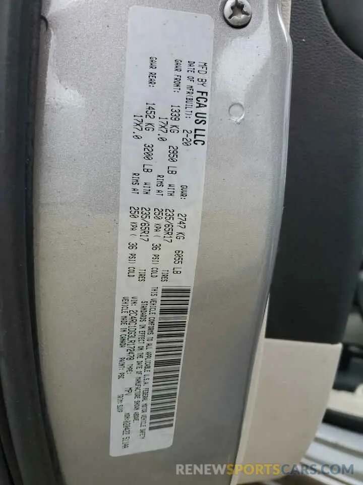 13 fotografías del automóvil dañado 2C4RC1DG3LR172478 CHRYSLER MINIVAN 2020