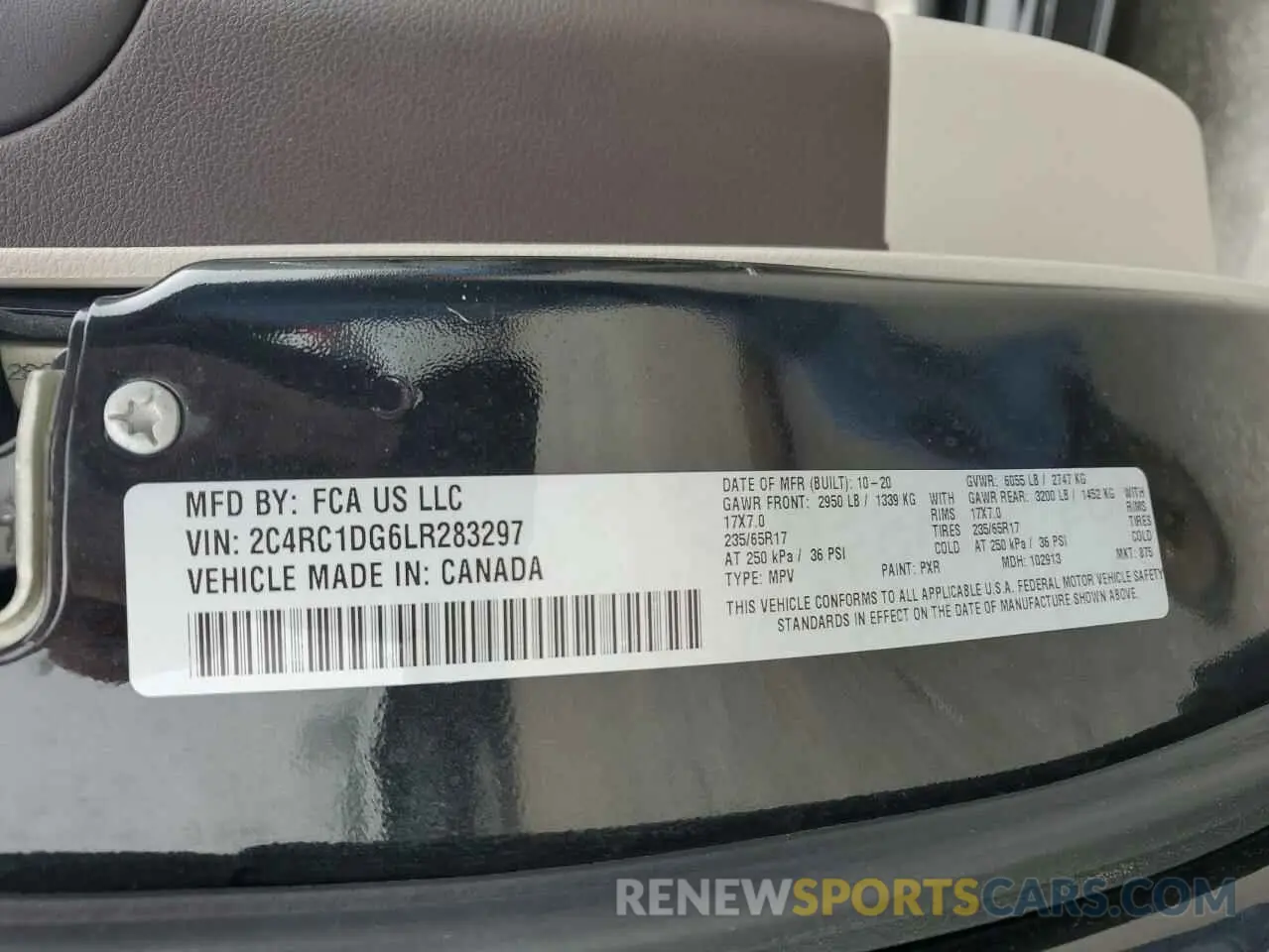 13 fotografías del automóvil dañado 2C4RC1DG6LR283297 CHRYSLER MINIVAN 2020