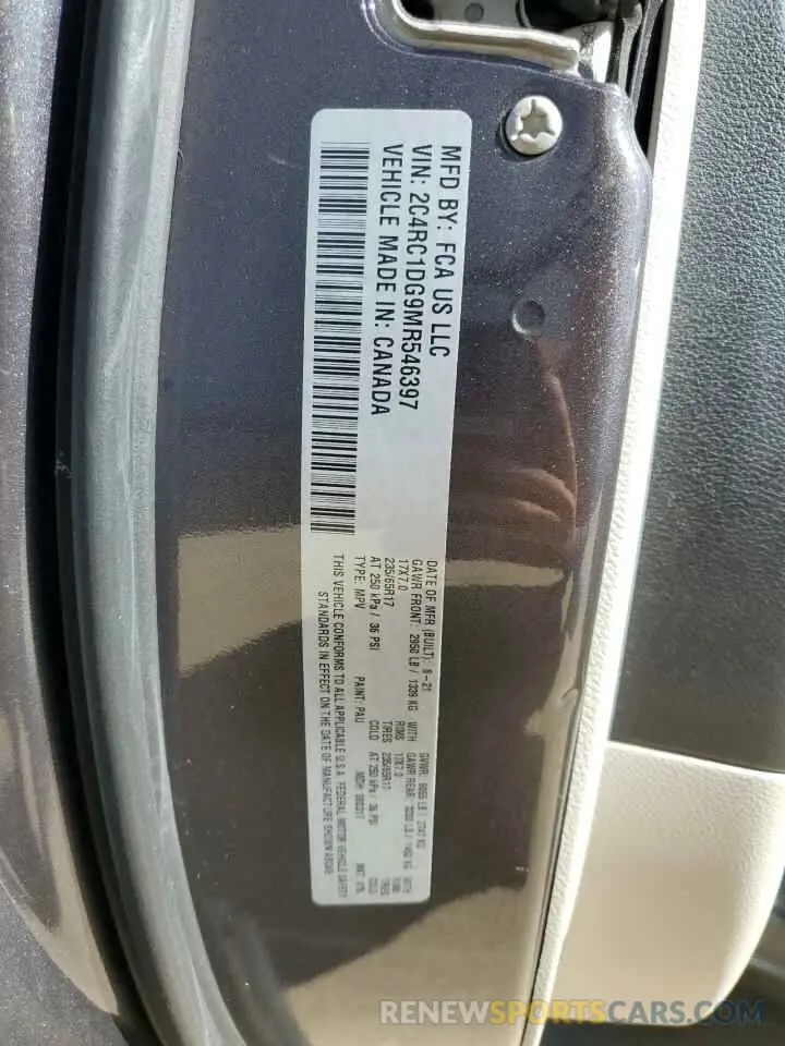 13 fotografías del automóvil dañado 2C4RC1DG9MR546397 CHRYSLER MINIVAN 2021