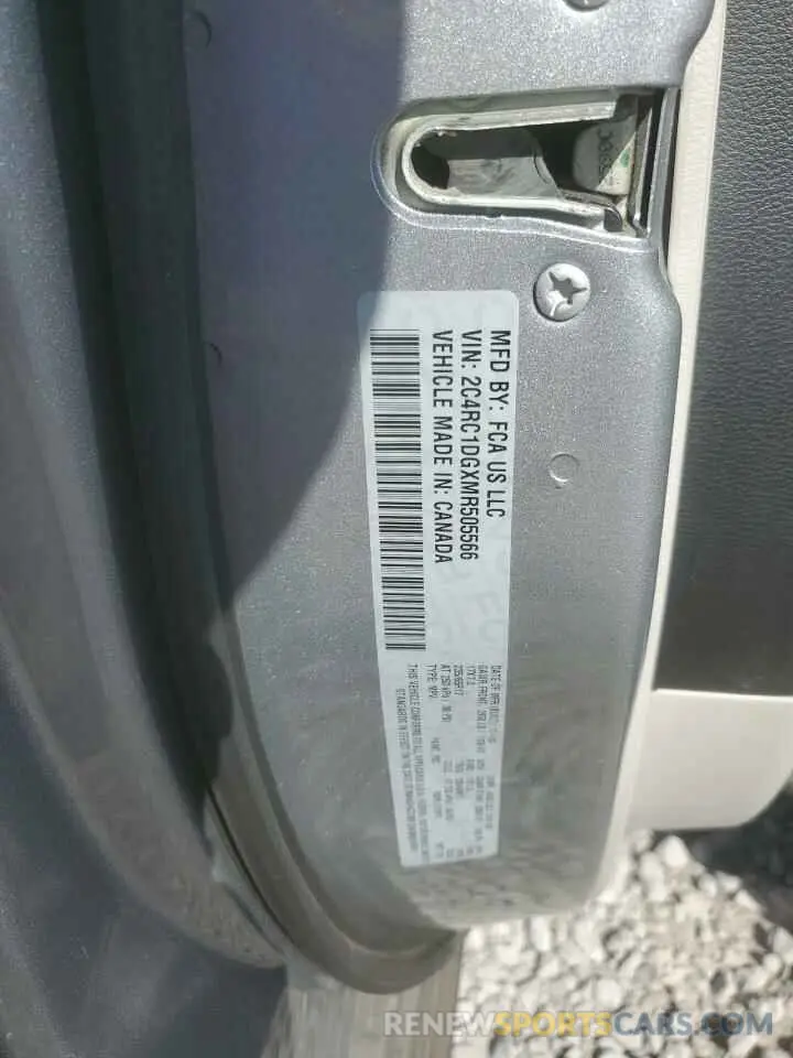 15 fotografías del automóvil dañado 2C4RC1DGXMR505566 CHRYSLER MINIVAN 2021