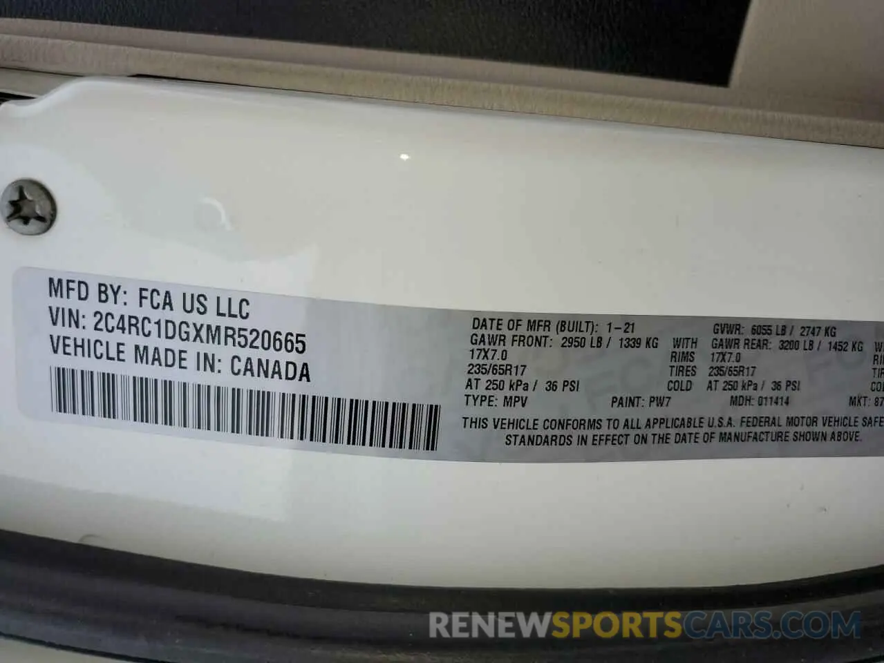 13 fotografías del automóvil dañado 2C4RC1DGXMR520665 CHRYSLER MINIVAN 2021
