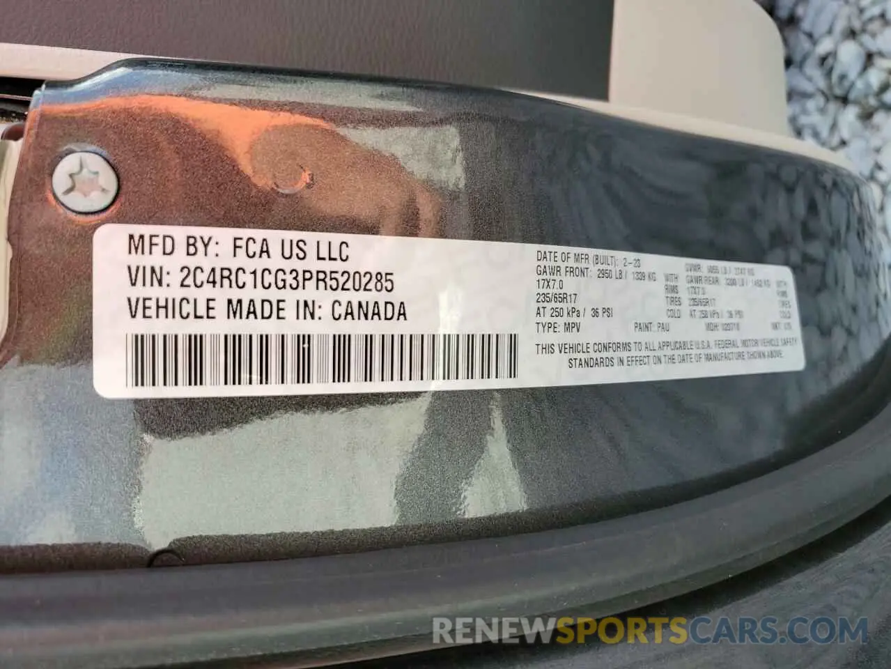13 fotografías del automóvil dañado 2C4RC1CG3PR520285 CHRYSLER MINIVAN 2023