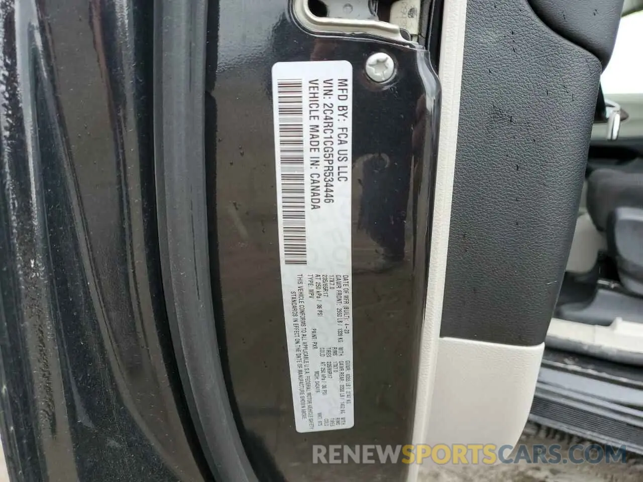15 fotografías del automóvil dañado 2C4RC1CG5PR534446 CHRYSLER MINIVAN 2023