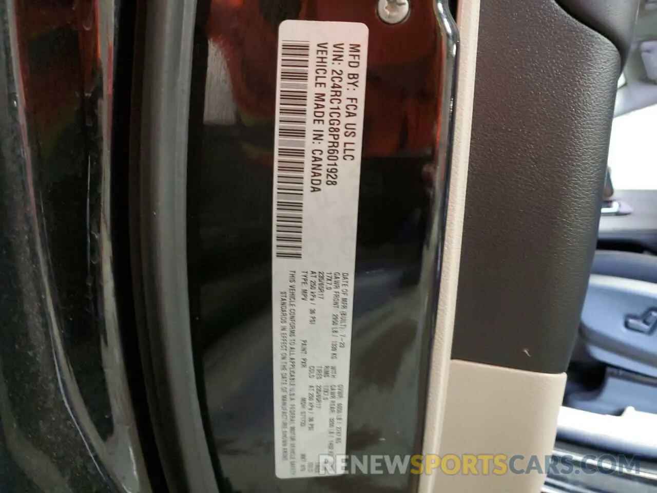 14 fotografías del automóvil dañado 2C4RC1CG8PR601928 CHRYSLER MINIVAN 2023