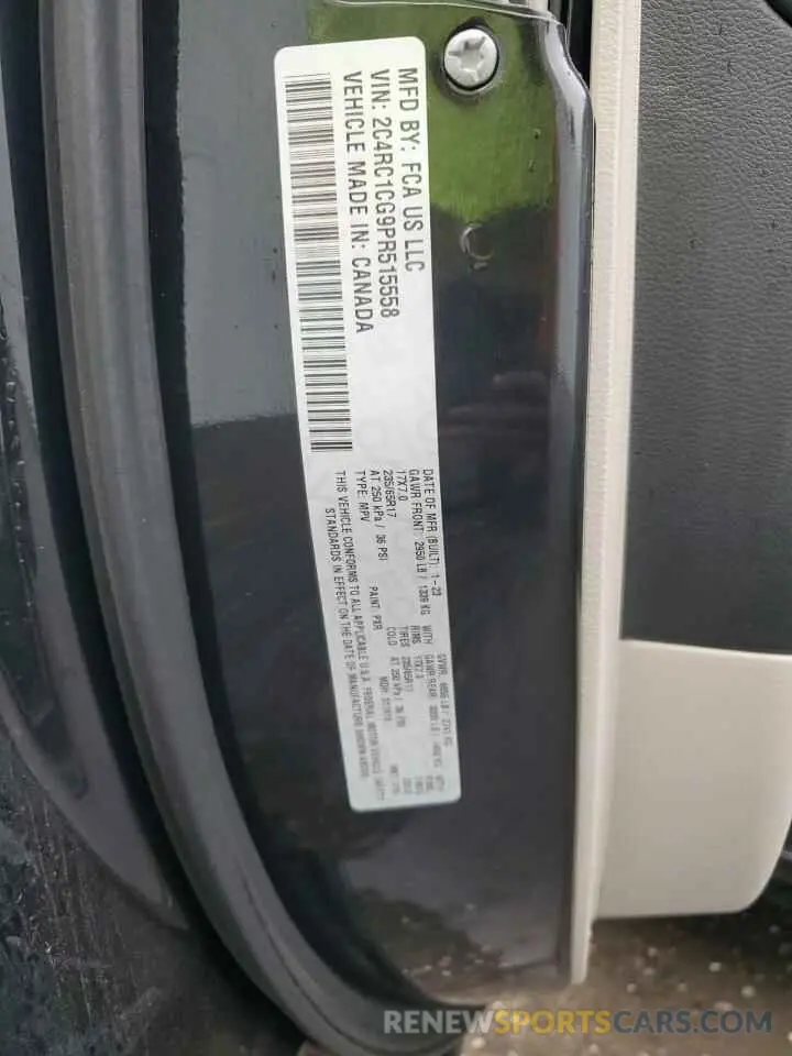 14 fotografías del automóvil dañado 2C4RC1CG9PR515558 CHRYSLER MINIVAN 2023