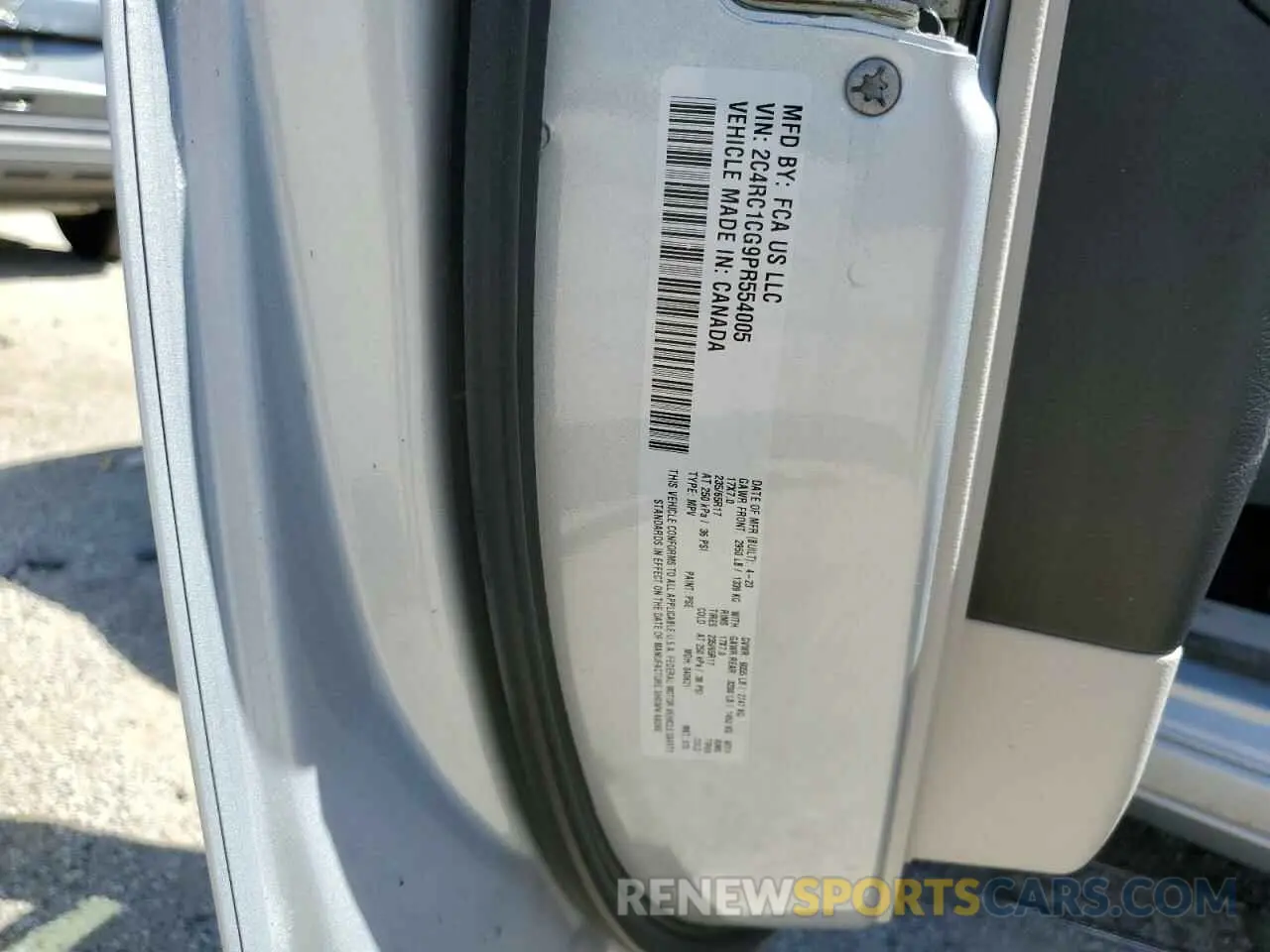 13 fotografías del automóvil dañado 2C4RC1CG9PR554005 CHRYSLER MINIVAN 2023
