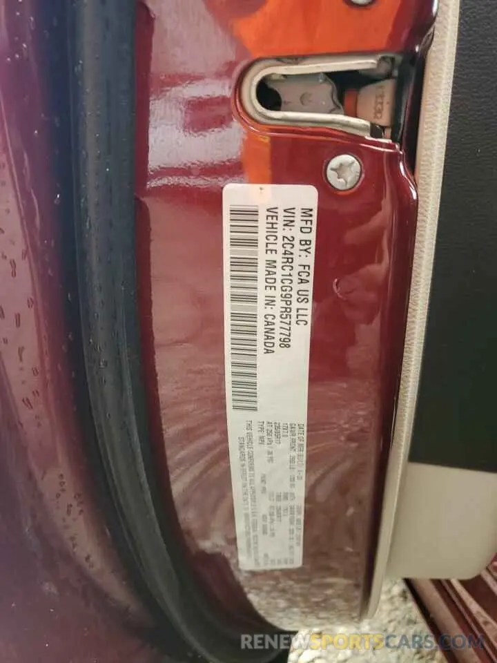14 fotografías del automóvil dañado 2C4RC1CG9PR577798 CHRYSLER MINIVAN 2023