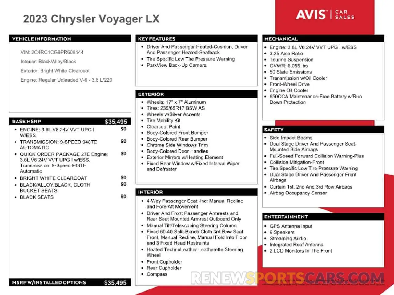13 fotografías del automóvil dañado 2C4RC1CG9PR608144 CHRYSLER MINIVAN 2023