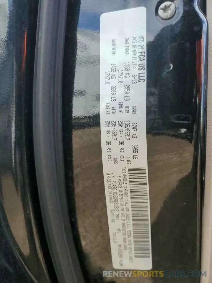 13 fotografías del automóvil dañado 2C4RC1BG2KR651542 CHRYSLER PACIFICA 2019
