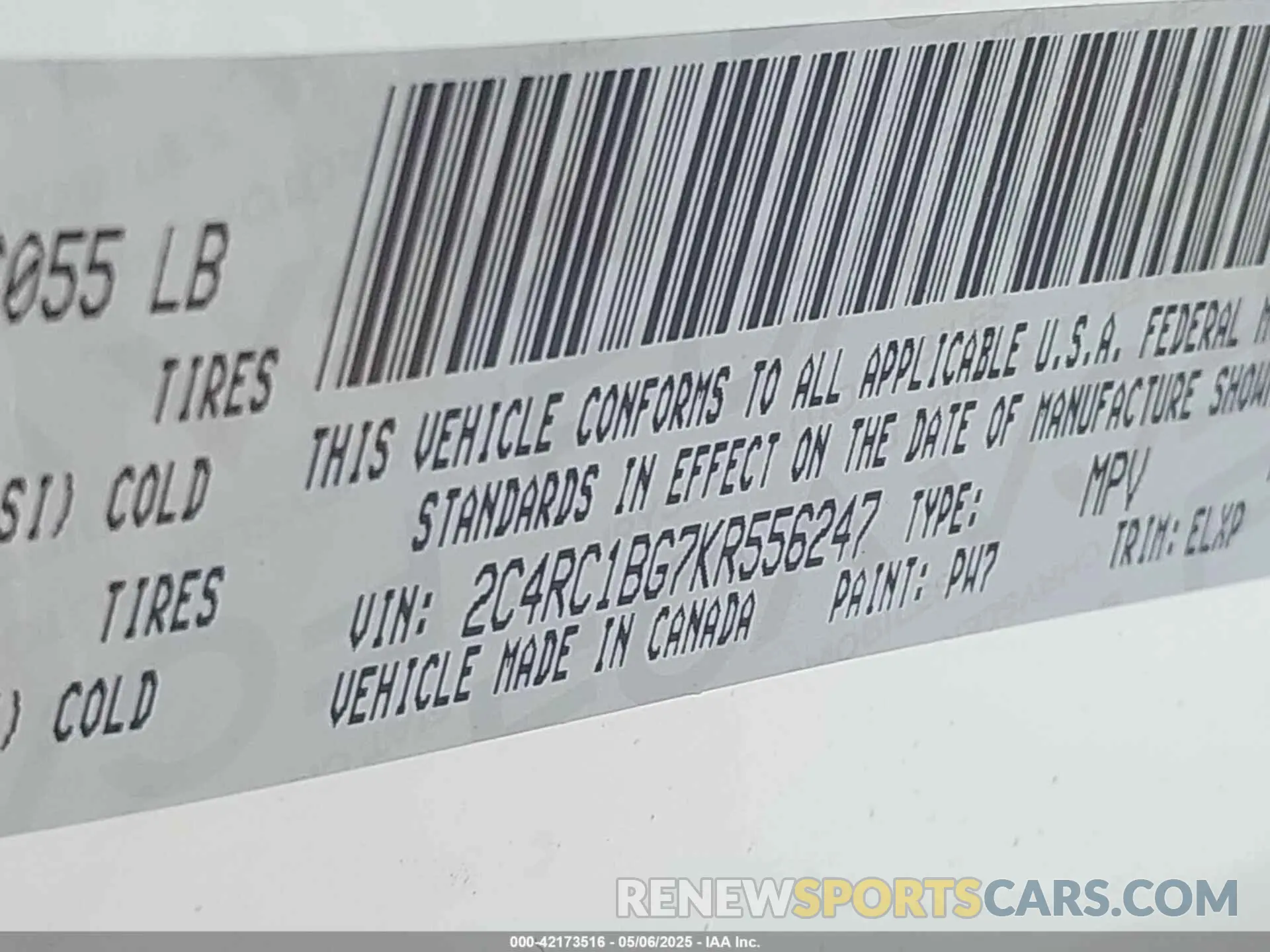 9 fotografías del automóvil dañado 2C4RC1BG7KR556247 CHRYSLER PACIFICA 2019