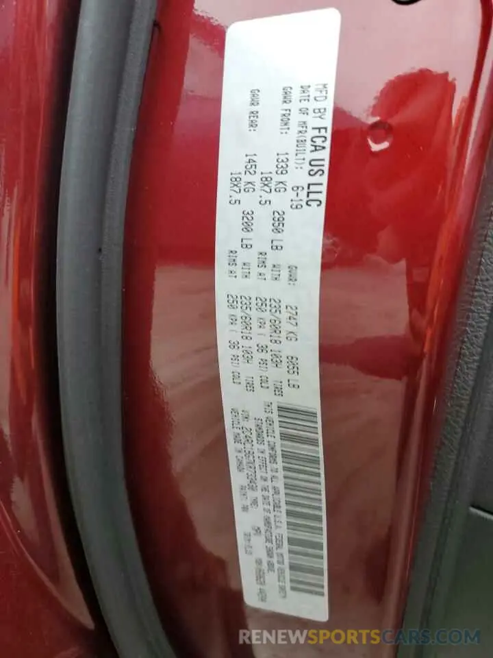 13 fotografías del automóvil dañado 2C4RC1BG7KR733430 CHRYSLER PACIFICA 2019