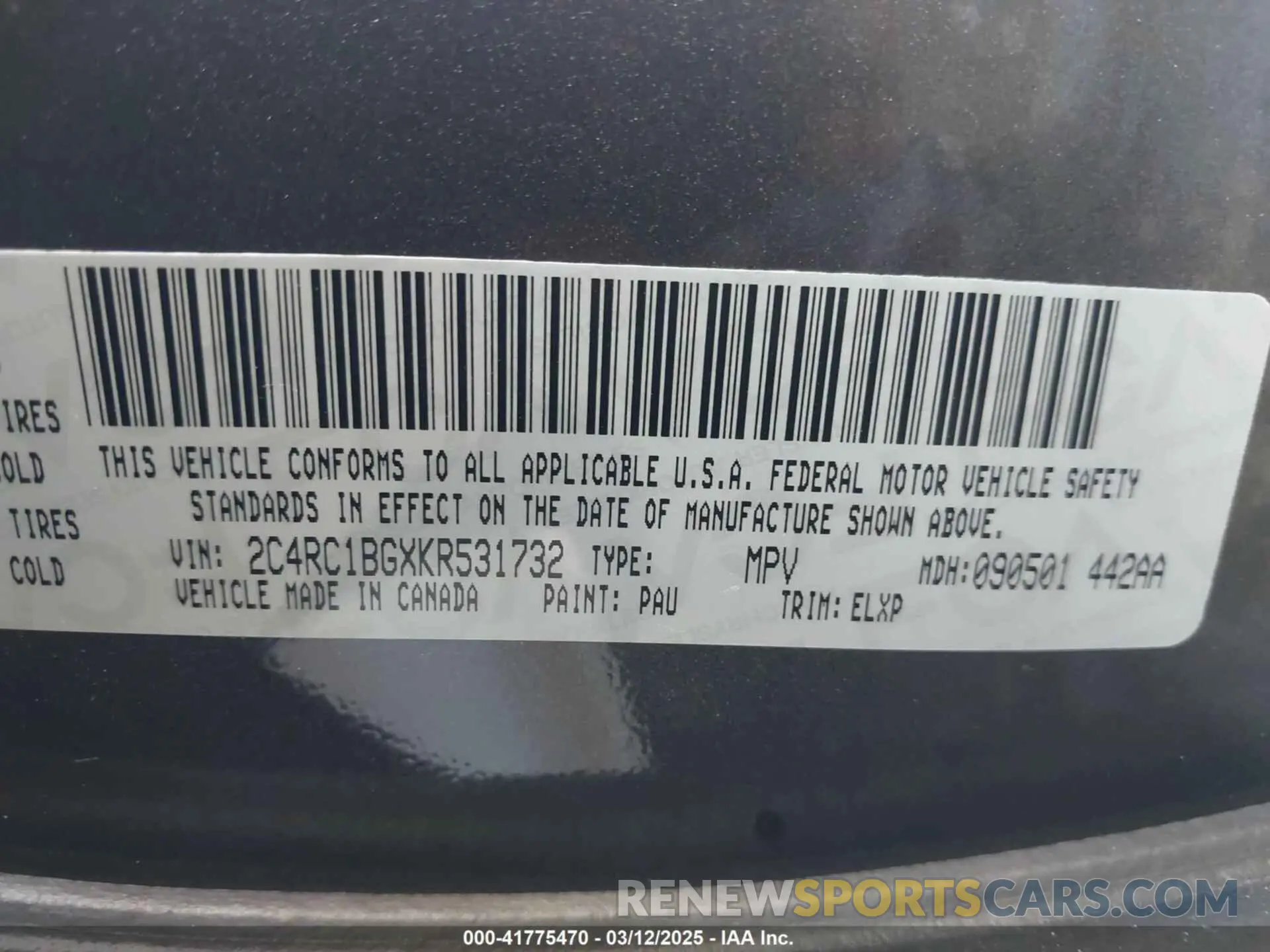 9 fotografías del automóvil dañado 2C4RC1BGXKR531732 CHRYSLER PACIFICA 2019