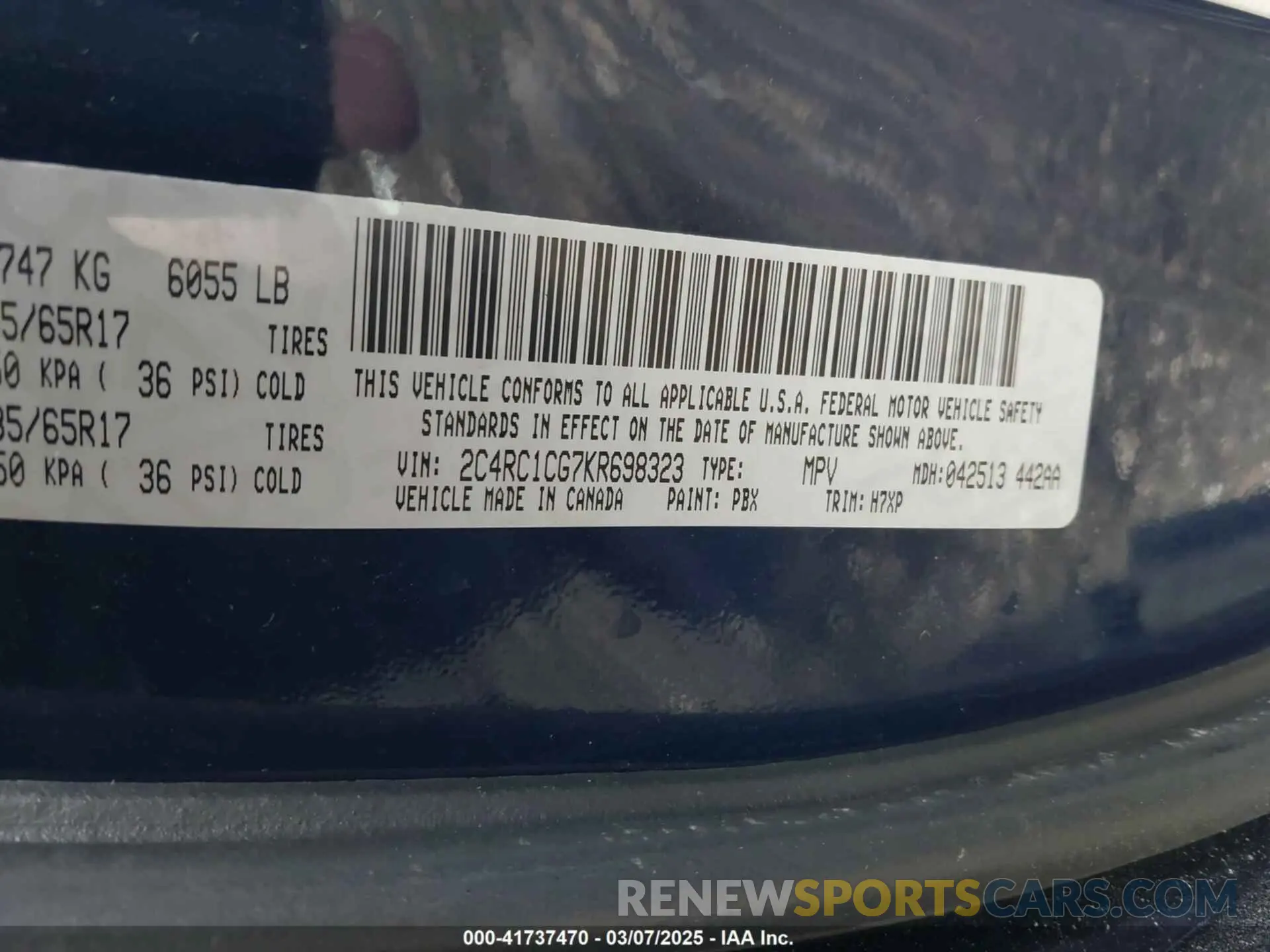 9 fotografías del automóvil dañado 2C4RC1CG7KR698323 CHRYSLER PACIFICA 2019