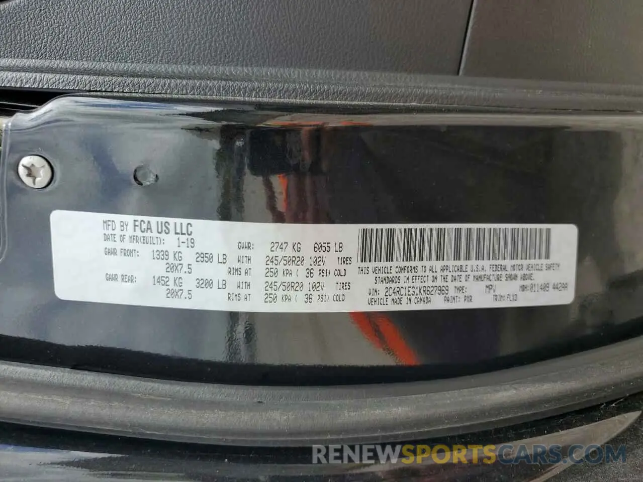 15 fotografías del automóvil dañado 2C4RC1EG1KR627969 CHRYSLER PACIFICA 2019