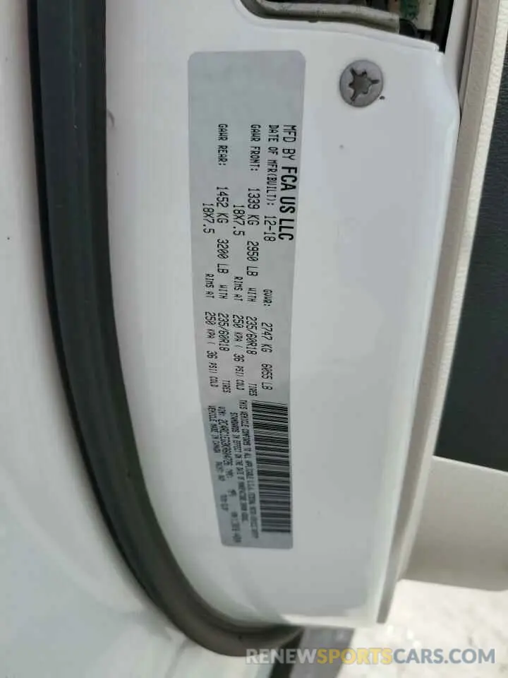 13 fotografías del automóvil dañado 2C4RC1EG3KR604726 CHRYSLER PACIFICA 2019
