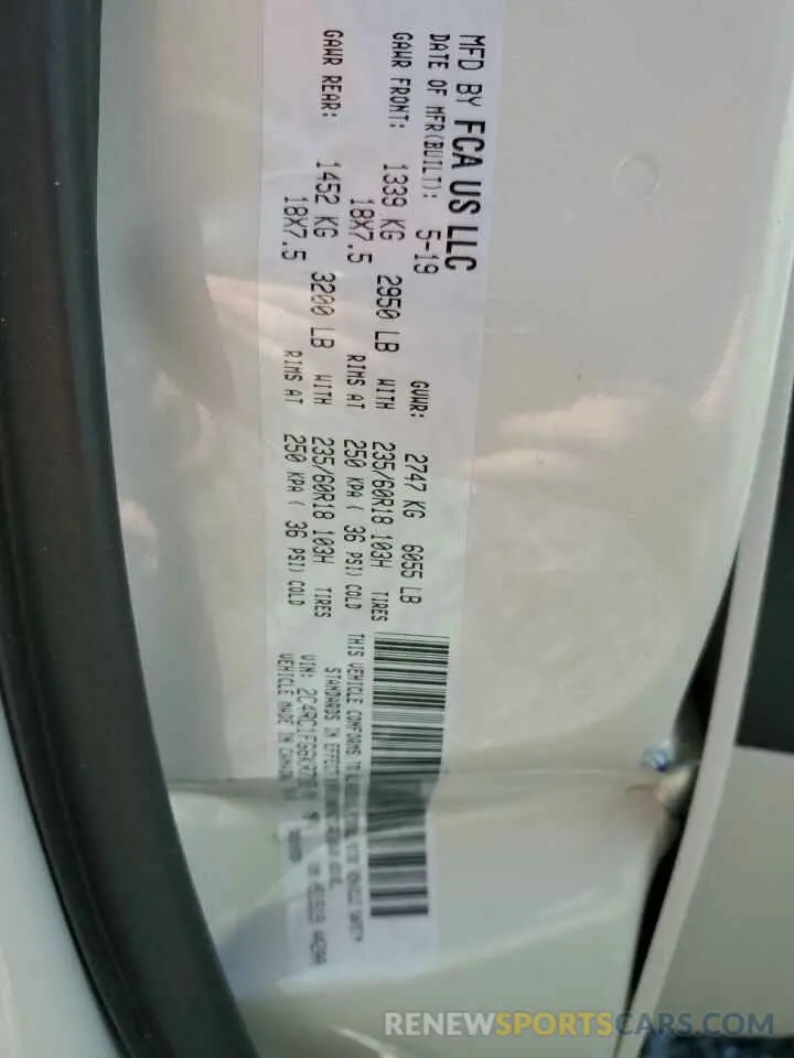 13 fotografías del automóvil dañado 2C4RC1FG6KR710750 CHRYSLER PACIFICA 2019